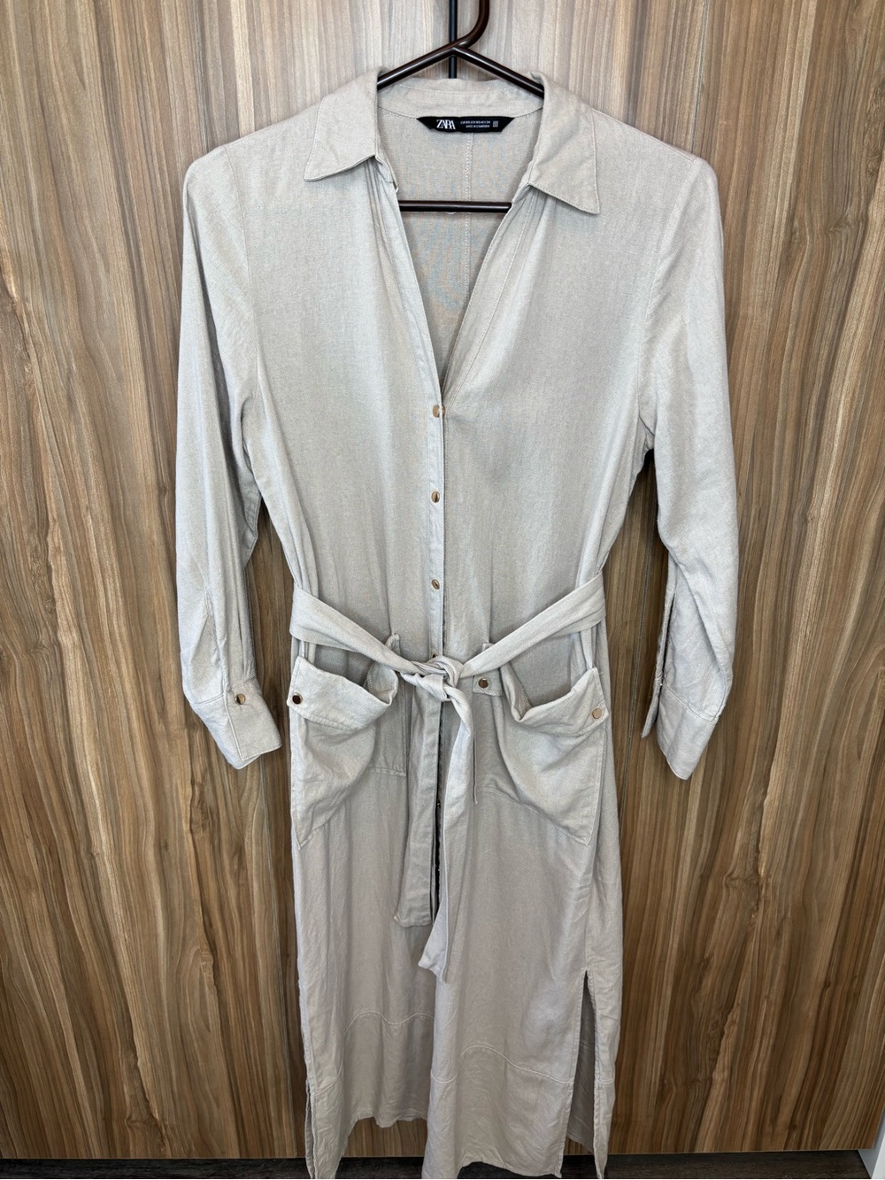Zara Linen Blend Shirt Dress - Picture 2 of 8